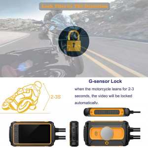 ZOMFOM Dash Cam Waterproof Recording Camera for Motorcycle, 3'' LCD Front and Rear FHD 1080P Waterproof Lens Wide Angle 150°