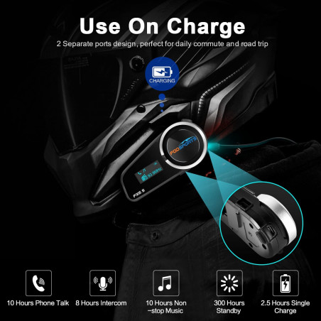 Motorcycle Bluetooth Headsets Communicaton System Fodsports FX6S Helmet Intercom with LED Screen 6 Riders Group Use On