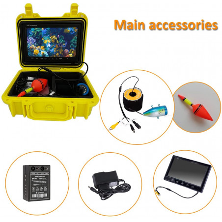 Portable Underwater Fishing Camera Video Fish Finder with 9" HD LCD Monitor 1200tvl Camera for Ice Lake Boat Fishing 24pcs