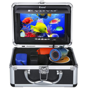 Eyoyo Portable Underwater Fishing Camera Waterproof 1000TVL Video Fish Finder 7 inch LCD Monitor 12pcs IR Infrared Lights for
