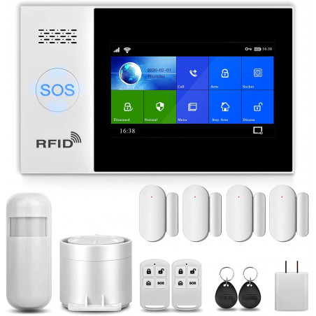 Home Security Alarm System - 4.3 inch Touch Screen Panel - DIY Wireless 4G WiFi Burglar Alarm System Kit with APP - Compatible