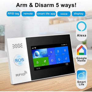 Home Security Alarm System - 4.3 inch Touch Screen Panel - DIY Wireless 4G WiFi Burglar Alarm System Kit with APP - Compatible