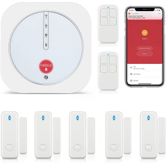 YISEELE Home Security System, Door Alarm System with WiFi, Alarm Security with Phone APP Alert, 9-Piece Kit: Alarm Siren, Door