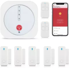 YISEELE Home Security System, Door Alarm System with WiFi, Alarm Security with Phone APP Alert, 9-Piece Kit: Alarm Siren, Door
