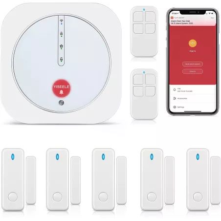 YISEELE Home Security System, Door Alarm System with WiFi, Alarm Security with Phone APP Alert, 9-Piece Kit: Alarm Siren, Door