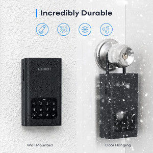 Lockin Lock Box L1, Wireless Smart Lockbox for House Key Outdoor Wall Mounted Door Hanging, App Control Digital Bluetooth Key