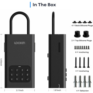Lockin Lock Box L1, Wireless Smart Lockbox for House Key Outdoor Wall Mounted Door Hanging, App Control Digital Bluetooth Key