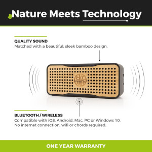 Haut-parleur solaire, haut-parleur portable sans fil Bluetooth en bambou et chargeur de téléphone par REVEAL - Conception en