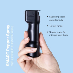 Plegium Smart Pepper Spray 5-en-1 (Noir) Textes de localisation GPS gratuits et appels téléphoniques, surveillance