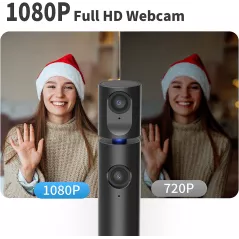 CZUR Halo Streaming Dual Webcam, Professional USB Web Camera1080P with Microphone, 90° View Computer Camera, Plug & Play,