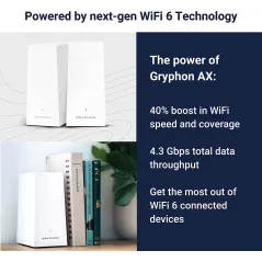 Gryphon AX Advanced Security and Parental Control Tri-Band Mesh WiFi 6 System, 3000 sqft Coverage per Mesh Router WiFi 6,