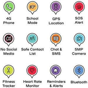 Kids Smart Watch Phone & Kids GPS Tracker - Spacetalk Adventurer 4G Kids Phone Watch with 4G Calls, SOS Alert, 5MP Camera, Safe