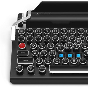 Qwerkywriter S Qwerkytoys Typewriter Inspired Retro Mechanical Wired & Wireless Keyboard with Tablet Stand