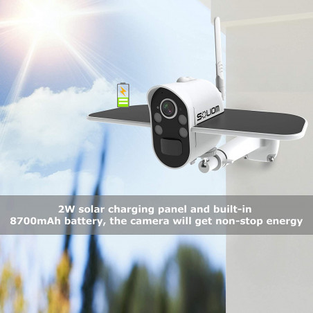 Wireless Rechargeable Battery Powered Solar Outdoor Security Camera Home Surveillance WiFi Camera with Spotlight Color Night