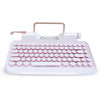RYMEK Typewriter Style Mechanical Wired & Wireless Keyboard with Tablet Stand, Bluetooth Connection (White)