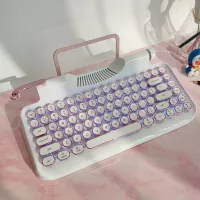 KNEWKEY RYMEK: Clavier Mécanique Rétro sans Fil Bluetooth avec Support Tablette Intégré