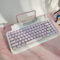 KNEWKEY RYMEK: Clavier Mécanique Rétro sans Fil Bluetooth avec Support Tablette Intégré