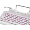 RYMEK Typewriter Style Mechanical Wired & Wireless Keyboard with Tablet Stand, Bluetooth Connection (White)
