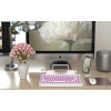 RYMEK Typewriter Style Mechanical Wired & Wireless Keyboard with Tablet Stand, Bluetooth Connection (White)
