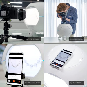 Foldio360 Smart Dome | All-in-one Smart Photo Studio Lightning Dome 360 Turntable with Built-in LED Light | Smartphone