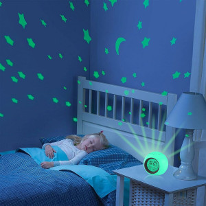 Kids Alarm Clock,Moon Stars 7 Color Changing Night Light Projector Alarm Clock,Temperature Detect for Toddler Digital Kids Alarm