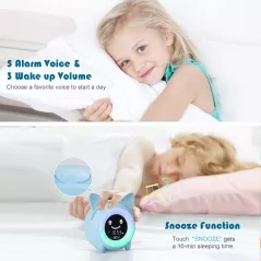 Kids Alarm Clock, Children's Sleep Trainer, OK to Wake Clock for Bedroom Cute Digital Clock with Temperature , 5 Colors Smart