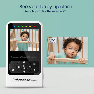 New Babysense Video Baby Monitor with Camera and Audio, Long Range, Room Temperature, Infrared Night Vision, Two Way Talk Back,