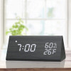 Digital Alarm Clock, with Wooden Electronic LED Time Display, 3 Alarm Settings, Humidity & Temperature Detect, Wood Made