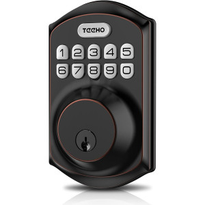 Keyless Entry Door Lock - TEEHO Electronic Keypad Deadbolt with Keypads - Keyed Entry - Anti-Peeping Password - Easy