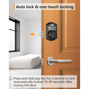 Keyless Entry Door Lock - TEEHO Electronic Keypad Deadbolt with Keypads - Keyed Entry - Anti-Peeping Password - Easy