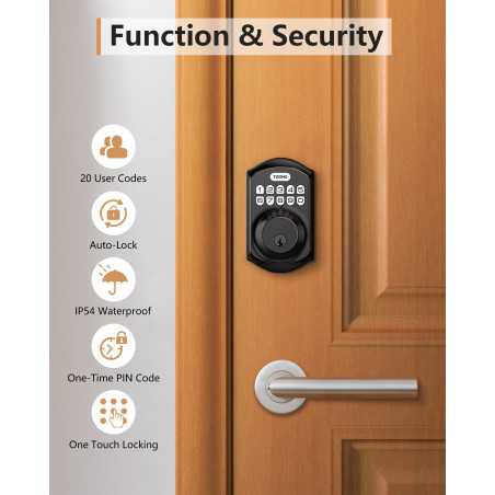 Keyless Entry Door Lock - TEEHO Electronic Keypad Deadbolt with Keypads - Keyed Entry - Anti-Peeping Password - Easy
