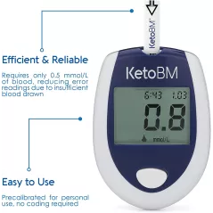 KetoBM Blood Ketone Meter Kit for Keto Diet Testing - Complete Ketone Test Kit with Ketone Monitor, Keto Strips, Lancing Device