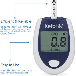 KetoBM Blood Ketone Meter Kit for Keto Diet Testing - Complete Ketone Test Kit with Ketone Monitor, Keto Strips, Lancing Device