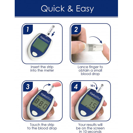KetoBM Blood Ketone Meter Kit for Keto Diet Testing - Complete Ketone Test Kit with Ketone Monitor, Keto Strips, Lancing Device