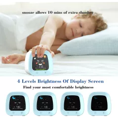 Kids Alarm Clock, Digital Wake up Clock for Bedroom, Children's Sleep Trainer, Sleep Sound Machine, 4 Color Night Light, Nap
