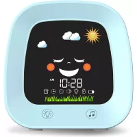 Kids Alarm Clock, Digital Wake up Clock for Bedroom, Children's Sleep Trainer, Sleep Sound Machine, 4 Color Night Light, Nap
