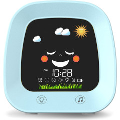 Kids Alarm Clock, Digital Wake up Clock for Bedroom, Children's Sleep Trainer, Sleep Sound Machine, 4 Color Night Light, Nap