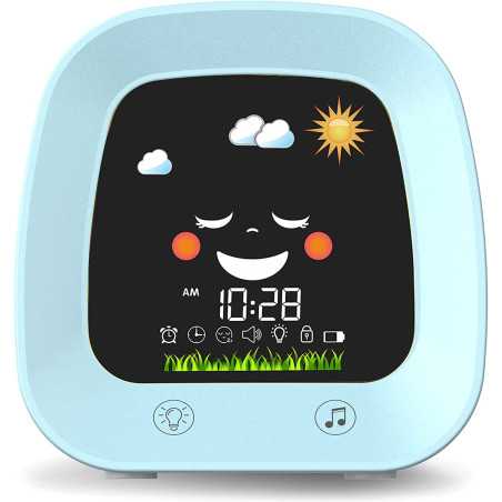 Kids Alarm Clock, Digital Wake up Clock for Bedroom, Children's Sleep Trainer, Sleep Sound Machine, 4 Color Night Light, Nap