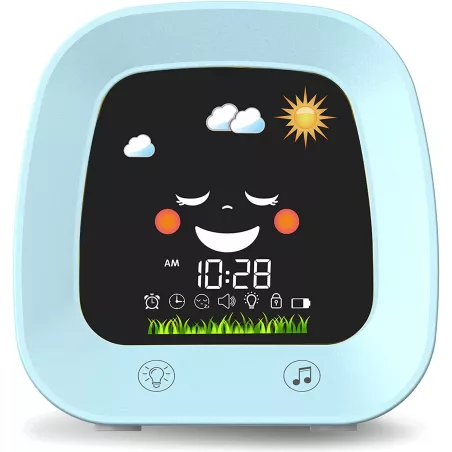 Kids Alarm Clock, Digital Wake up Clock for Bedroom, Children's Sleep Trainer, Sleep Sound Machine, 4 Color Night Light, Nap