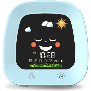 Kids Alarm Clock, Digital Wake up Clock for Bedroom, Children's Sleep Trainer, Sleep Sound Machine, 4 Color Night Light, Nap