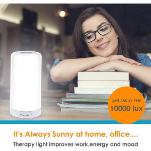 Relaxier - Light Therapy Lamp, Happy Light, 10,000 LUX UV-Free 360-degrees Sunlight Lamp, Sun Light, Fight Off Winter Blues,