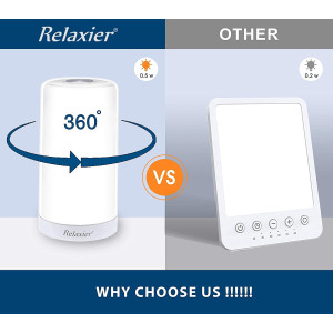 Relaxier - Light Therapy Lamp, Happy Light, 10,000 LUX UV-Free 360-degrees Sunlight Lamp, Sun Light, Fight Off Winter Blues,