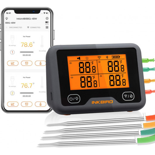 Inkbird Bluetooth & WiFi BBQ Thermometer – 4 Probes, App Control