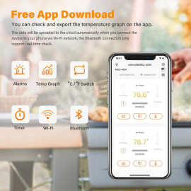 Inkbird Bluetooth & WiFi BBQ Thermometer – 4 Probes, App Control