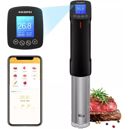 Inkbird ISV-100W Cuiseur Sous Vide WiFi,Cuiseur Oeuf Thermoplongeur Sous Vide Cooker 1000W,Calculateur d'Immersion Cuisinière