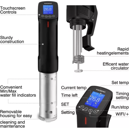 Inkbird Sous Vide WiFi 1000W: Cuisson Précise, Contrôle Facile, Saveurs Amplifiées!