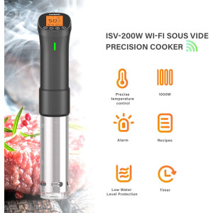 Inkbird ISV-100W Cuiseur Sous Vide WiFi,Cuiseur Oeuf Thermoplongeur Sous Vide Cooker 1000W,Calculateur d'Immersion Cuisinière