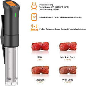 Inkbird ISV-100W Cuiseur Sous Vide WiFi,Cuiseur Oeuf Thermoplongeur Sous Vide Cooker 1000W,Calculateur d'Immersion Cuisinière