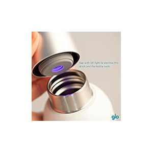 Glo - Water Purifying Bottle | Eliminates Bad Odor and Taste Without Cleaning | Stainless Steel BPA Free 400ml | Keeps Water Hot