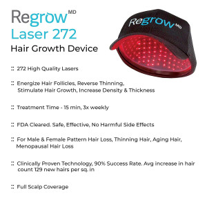 HairMax RegrowMD Laser Hair Growth Cap, FDA Cleared, 272 Medical Grade Lasers, Hair Loss Treatment for Men and Women, Full Scalp